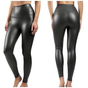 90 Degree by Reflex Black Faux Leather High Waisted Fleece Lined Leggings NWT